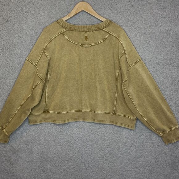 Free People Movement Sz XL Harvest Gold Intercept Crop Crewneck Relaxed Pullover - Picture 10 of 16